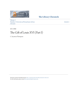 The Gift of Louis XVI (Part I) - ScholarlyCommons
