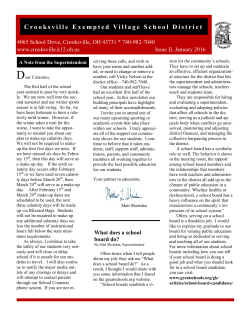 Issue II January 2016 Crooksville Schools Newsletter