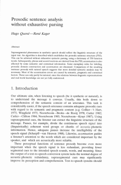 Prosodic sentence analysis without exhaustive parsing