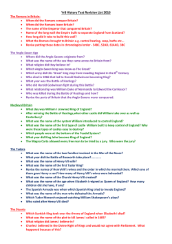 Yr8 History Test Revision List 2016