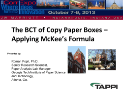 BCT of Copy Paper Boxes &ndash; Applying McKee`s