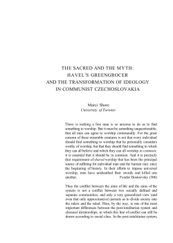 THE SACRED AND THE MYTH: HAVEL`S GREENGROCER AND