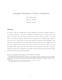 Geographic Determinants of China`s Urbanization