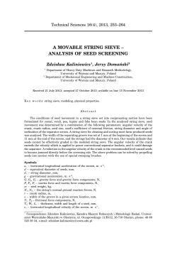 a movable string sieve &ndash; analysis of seed screening