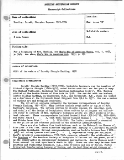Harding, Dorothy Sturgis, Papers, 1921 - 1976