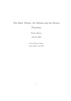 The Euler Totient, the M&ouml;bius and the Divisor Functions