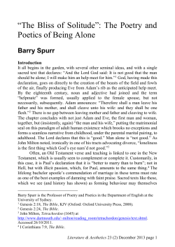 The Bliss of Solitude - Sydney Open Journals online