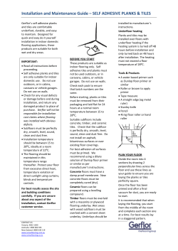 Installation and Maintenance Guide &ndash; SELF ADHESIVE