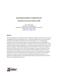Feed Manufacturing to Lower Feed Costs