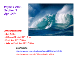 Physics 2101 Section 3 Apr 14th