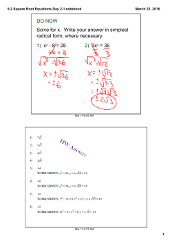 9.2 Square Root Equations Day 2