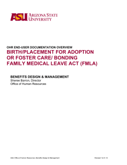 Birth/Placement for Adoption or Foster Care/Bonding - FMLA