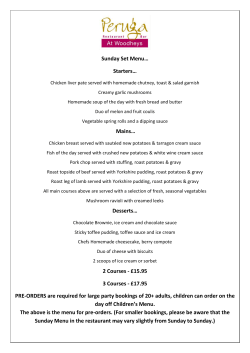 Sunday Set Menu&hellip;
