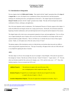 Section 5.1: Introduction to Integration