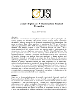 Coercive Diplomacy: A Theoretical and Practical Evaluation