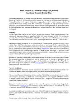 Lauritzson Food Research Scholarships