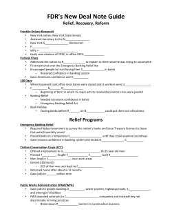 FDR`s New Deal Note Guide Relief, Recovery
