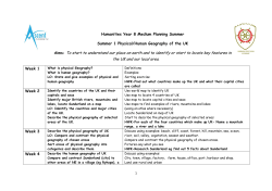 Humanities Year 8 Medium Planning Summer Summer 1 Physical