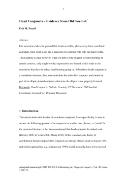 Head Conjuncts – Evidence from Old Swedish