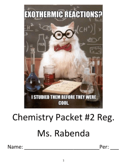 Chemistry Packet #2 Reg. Ms. Rabenda
