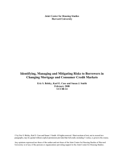 Identifying, Managing and Mitigating Risks to