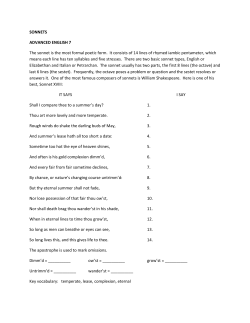 SONNETS ADVANCED ENGLISH 7 The sonnet is the most formal