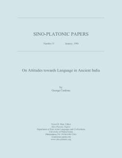 On Attitudes towards Language in Ancient India - Sino