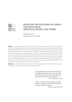 notes on the founding of logics and metalogic: aristotle, boole, and
