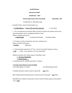 Gandhi Bhawan University of Delhi Gandhi Quiz 2014 Tick the right
