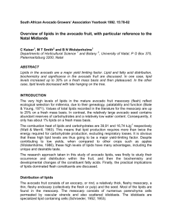 Overview of lipids in the avocado fruit, with particular reference to