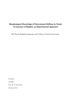 Morphological Knowledge of Derivational Suffixes by Dutch L2