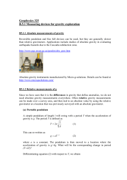 Geophysics 325 B.5.1 Measuring devices for gravity exploration