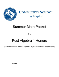 Summer Math Packet Post Algebra 1 Honors