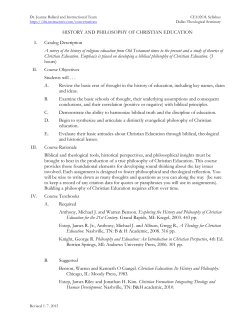 HISTORY AND PHILOSOPHY OF CHRISTIAN