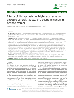 Effects of high-protein vs. high- fat snacks on appetite control, satiety