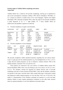 Prosodic targets in Tashlhiyt Berber morphology and metrics Tomas