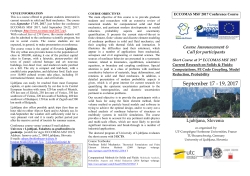 September 17 - 19, 2017 - ECCOMAS MSF 2017 Ljubljana