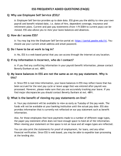 ESS FREQUENTLY ASKED QUESTIONS (FAQS)