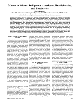 Manna in Winter: Indigenous Americans, Huckleberries, and