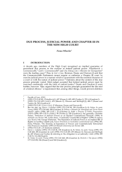 Due Process, Judicial Power and Chapter III in the New High Court