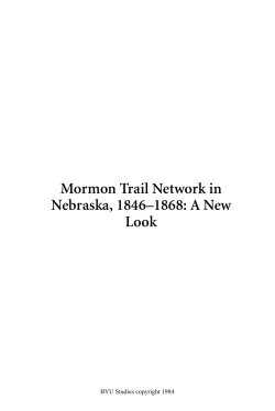 Mormon Trail Network in Nebraska, 1846‒1868: A New Look