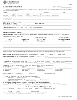 patient history form - Providence Medical Partners