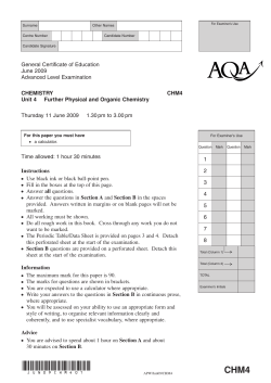 A-level Chemistry Question paper Unit 4 - Further Physical