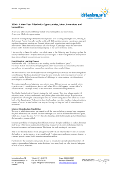 2006 &ndash; A New Year Filled with Opportunities, Ideas, Inventions and