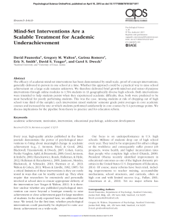Mind-Set Interventions Are a Scalable Treatment for Academic