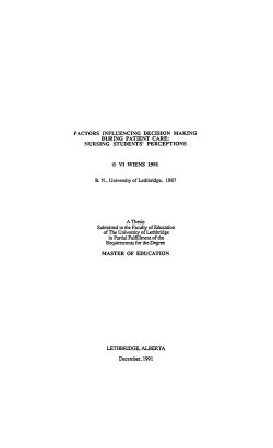 FACTORS INFLUENCING DECISION MAKING DURING PATIENT