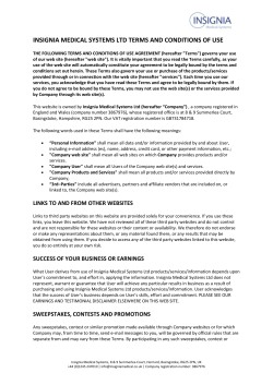 INSIGNIA MEDICAL SYSTEMS LTD TERMS AND CONDITIONS OF