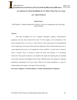 An Analysis of Verbal Parallelism in TS Eliot`s Poem The Love Song