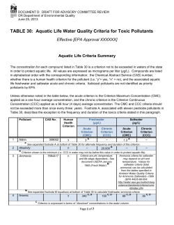 TABLE 30 - Oregon Department of Environmental Quality