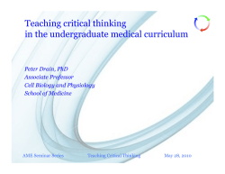 Teaching critical thinking in the undergraduate medical curriculum